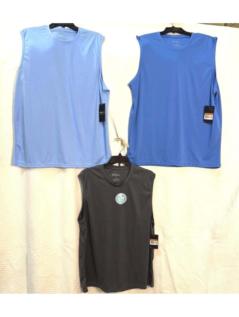 Galaxy Mens XL Sleeveless Athletic Tank Tops Set of 3 Reflective Blue & Grey NWT - Picture 3 of 8